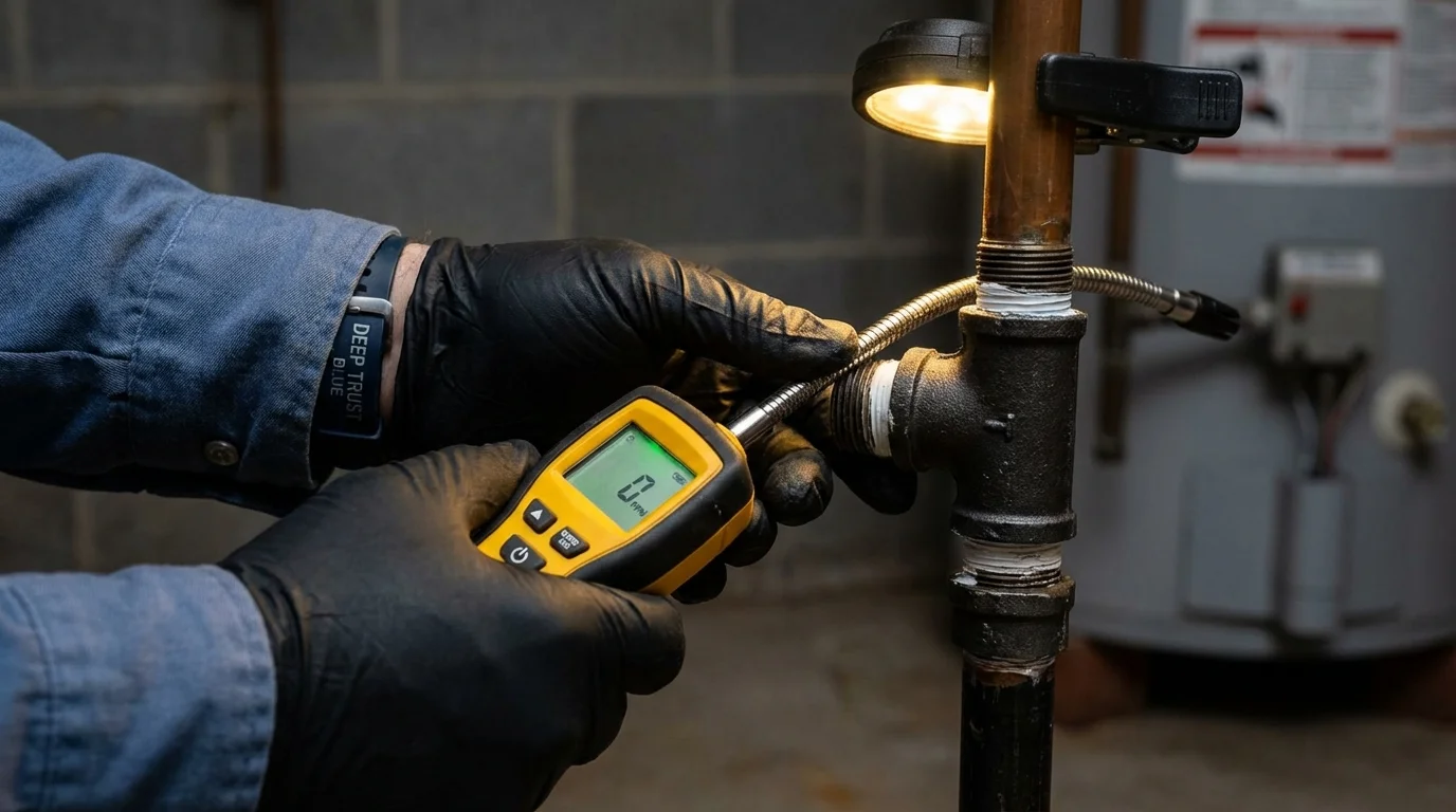 Gas leak detection with electronic sniffer by Johns Plumbing LLC in Martinsville